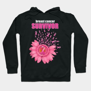 Pink Ribbon Daisy Floral Breast Cancer Survivor Hoodie